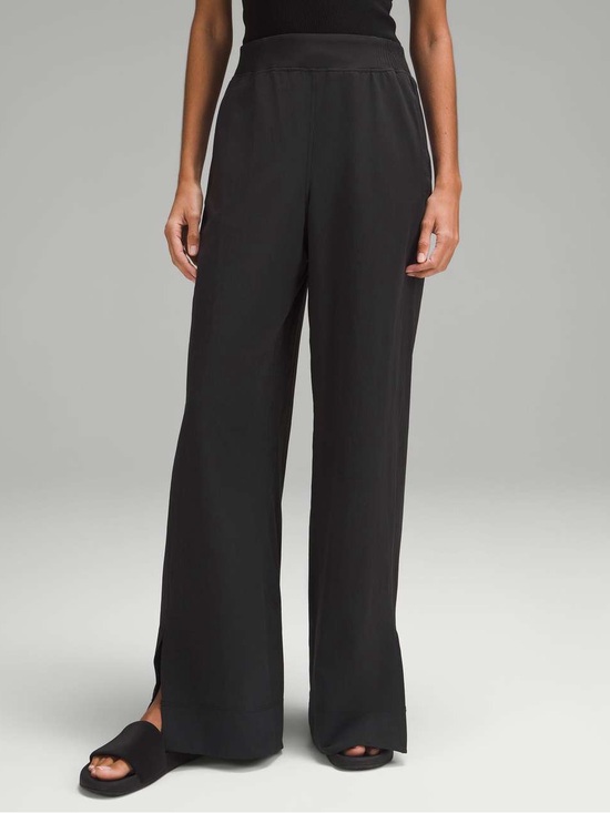 lululemon athletica Pants - Lululemon Stretch Woven Wide-Leg High-Rise Pant in Black Size Large Track Pants